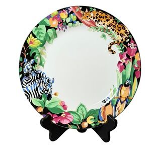 Sakura Vitromaster Rain Forest Dinner Plate Sue Zipkin 1993 Jungle Leopard Zebra